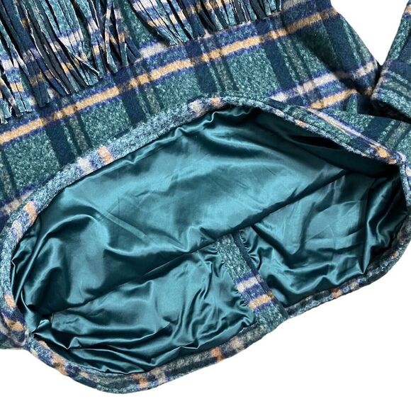 Blank NYC Jacket Women’s XL‎ Green Plaid Shacket Fringe Button Down Pockets - Picture 12 of 16